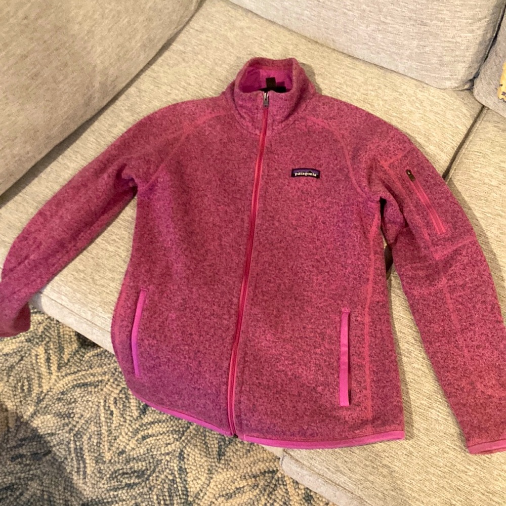 Patagonia full zip better sweater in pink heather!